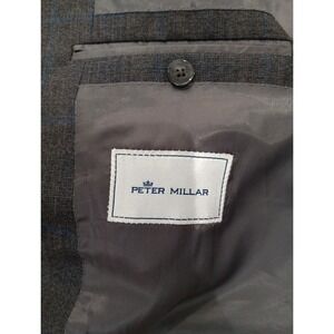 Peter Millar Blue Gray  Check Sport Blazer Jacket 50R Union Made Wool/Laine 2347